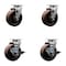 Service Caster 5'' High Temp Glass Filled Nylon Swivel Caster Set w/Roller Bearings 2 Brakes, 4PK SCC-20S520-GFNRHT-2-TLB-2 - alternate 1